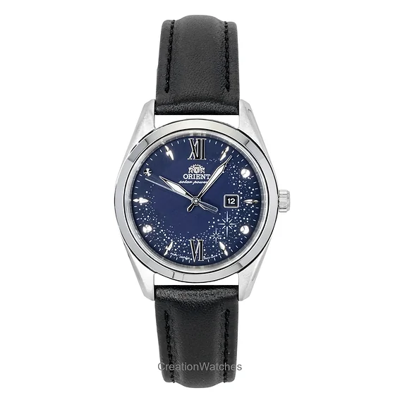 Orient Stretto Leather Strap Blue Dial Solar RA-WG0605L Women's Watch