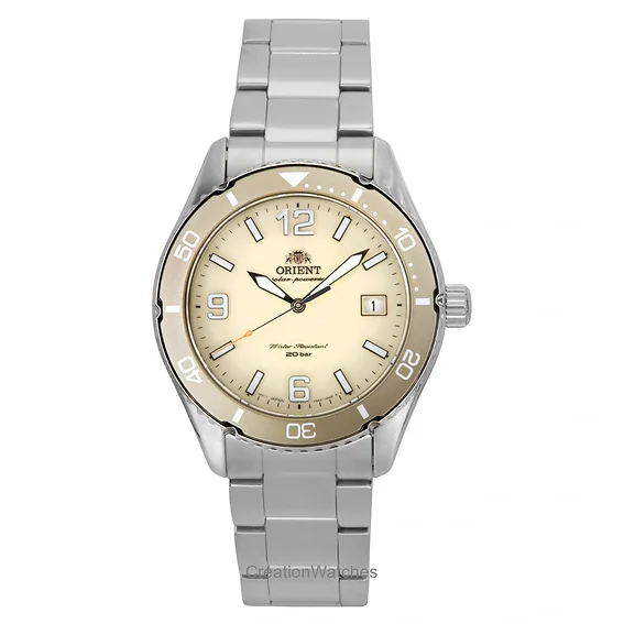 Orient Mako III Stainless Steel Ivory Dial Solar Diver's RA-WJ0003S 200M Men's Watch