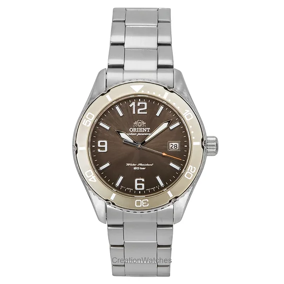 Orient Mako III Stainless Steel Brown Dial Solar Diver's RA-WJ0004Y 200M Men's Watch