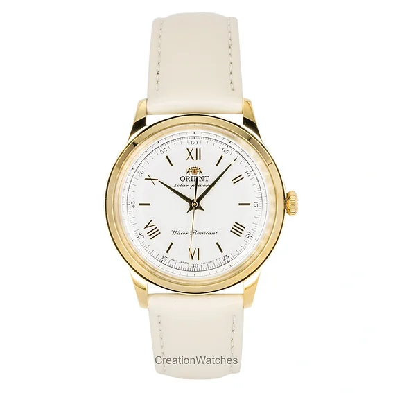 Orient Bambino Leather Strap White Dial Solar RA-WK0001S Men's Watch