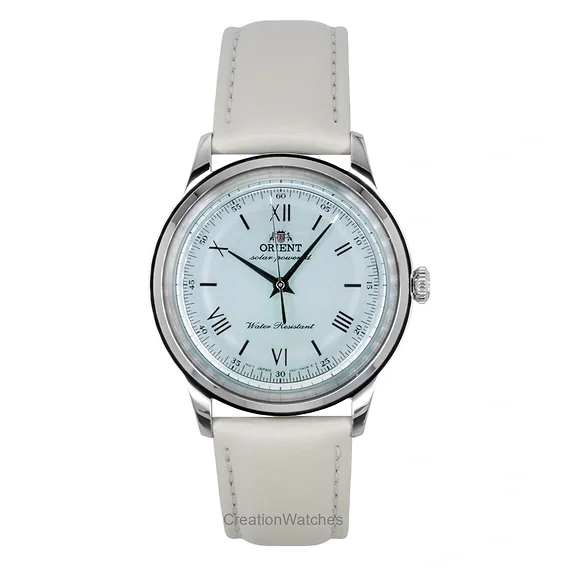 Orient Bambino Leather Strap Pale Green Dial Solar RA-WK0002E Men's Watch