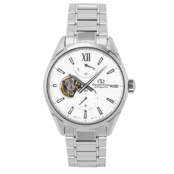 Orient Star Contemporary M34 F7 Stainless Steel Semi Skeleton White Dial Automatic RE-BY0011S Men's Watch