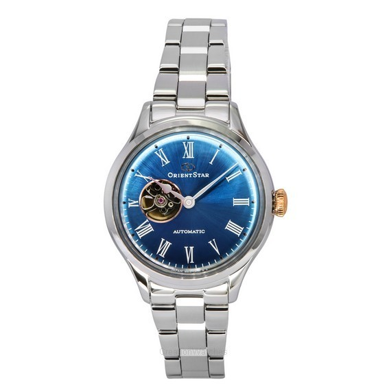 Orient Star Classic Edição limitada coração aberto mostrador azul automático RE-ND0019L00B relógio feminino com pulseira extra