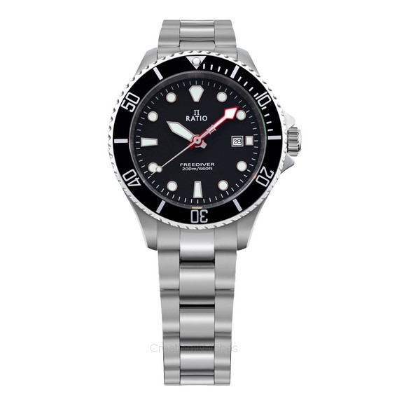 Ratio FreeDiver Sapphire Stainless Steel Black Dial Quartz RTFL800 200M Women's Watch
