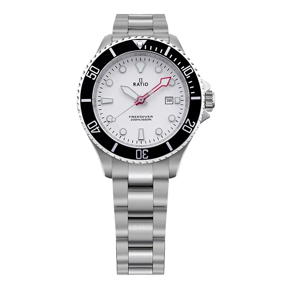 Ratio FreeDiver Sapphire Stainless Steel White Dial Quartz RTFL802 200M Women's Watch