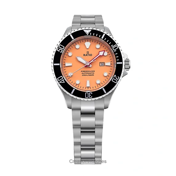 Ratio FreeDiver Sapphire Stainless Steel Salmon Dial Automatic RTFL832 200M Women's Watch