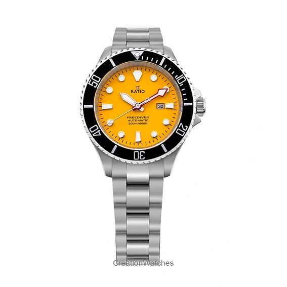 Ratio FreeDiver Sapphire Stainless Steel Yellow Dial Automatic RTFL834 200M Women's Watch