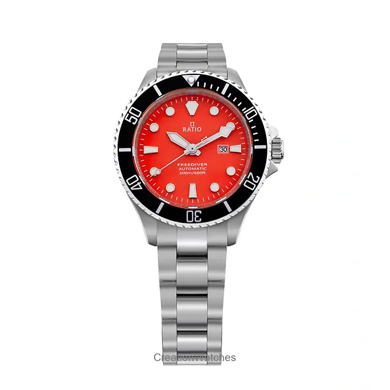 Ratio FreeDiver Sapphire Stainless Steel Red Dial Automatic RTFL836 200M Women's Watch