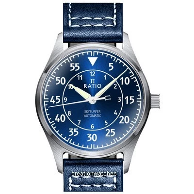 Ratio Skysurfer Pilot Blue Sunray Dial Leather Automatic RTS318 200M Men's Watch
