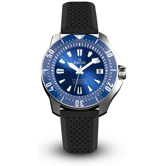 Relógio masculino Ratio FreeDiver X Ocean Blue com incrustação de cerâmica azul automático RTX003 200M