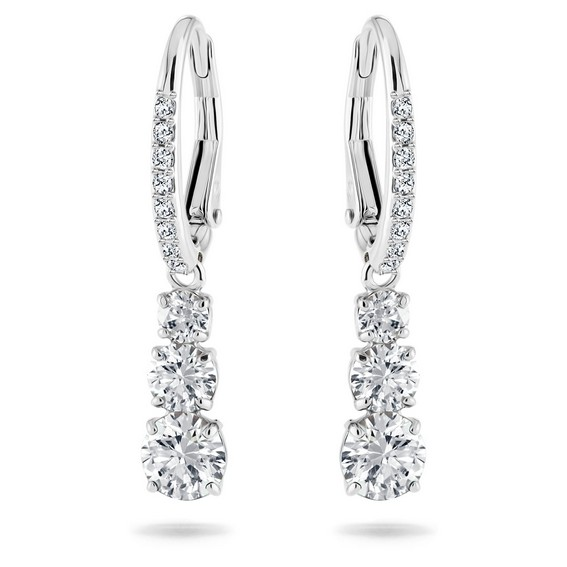 Swarovski Stilla Attract Rhodium Plated And Zirconia Hoop Earrings 5416155 For Women