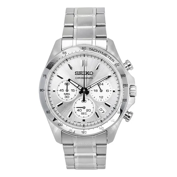 Seiko Spirit Chronograph Stainless Steel Silver Dial Quartz SBTR009 100M Men's Watch