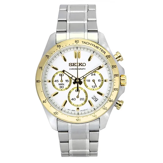 Seiko Spirit Chronograph Stainless Steel White Dial Quartz SBTR024 100M Men's Watch