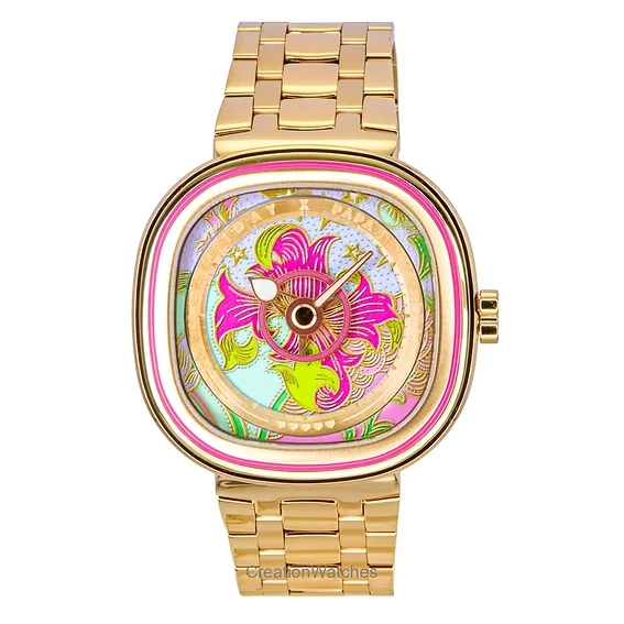 Sevenfriday C-Series Papa Don't Preach Gold Tone Stainless Steel Multicolor Dial Quartz SF-C2-01 Women's Watch