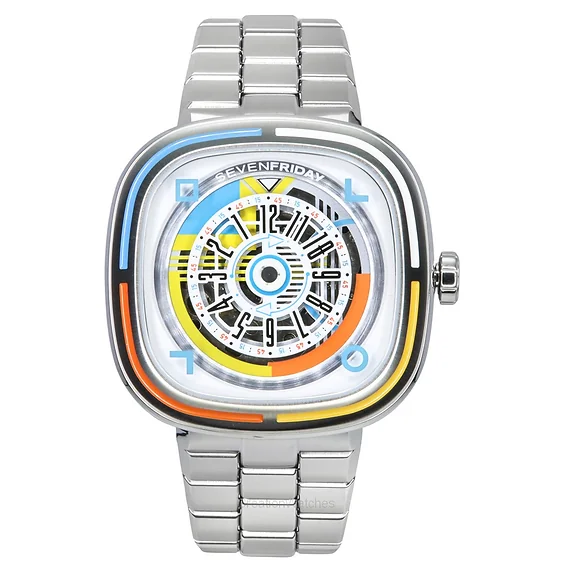Sevenfriday T Series Bauhaus NFC Stainless Steel Multicolor Dial Automatic T1/08 SF-T1-08 Men's Watch