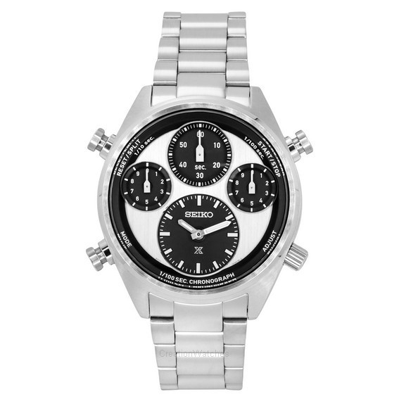 Zegarek męski Seiko Prospex Speedtimer Panda Chronograf Biała tarcza ze stali nierdzewnej Solar SFJ001P1 100M Męski zegarek