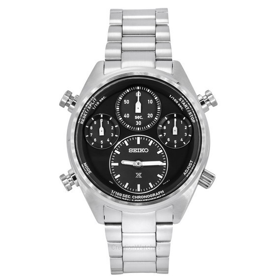 Seiko Prospex Speedtimer Chronograph Stainless Steel Black Dial Solar SFJ003P1 100M นาฬิกาข้อมือผู้ชาย