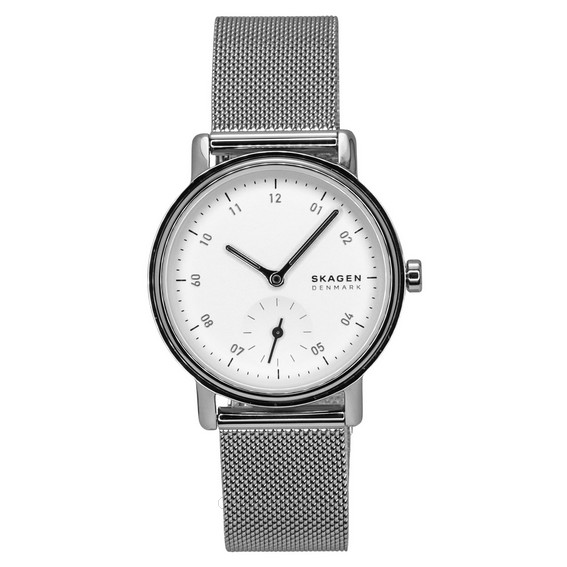 Relógio feminino Skagen Kuppel Lille em aço inoxidável com mostrador branco quartzo SKW3100