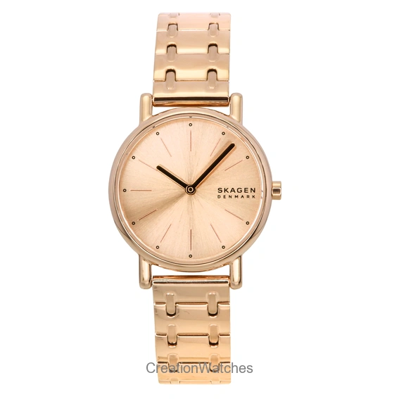 Skagen Signatur Lille Roségoldfarbene Edelstahl-Quarzuhr mit roségoldenem Zifferblatt SKW3125