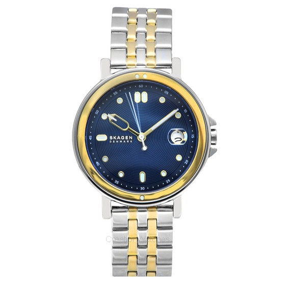 Reloj Skagen Signatur Lille Sport de dos tonos de acero inoxidable con esfera azul y cuarzo SKW3137 para mujer