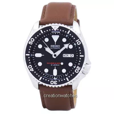 Seiko Automatic Diver's Brown Leather SKX007J1-var-LS12 200M Men's Watch