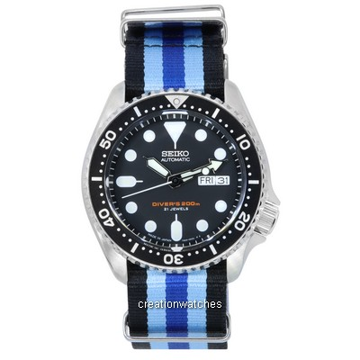 Seiko Black Dial Automatic Diver's SKX007J1-var-NATO20 200M Men's Watch