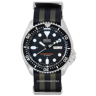 Relógio Masculino Seiko Black Dial Automatic Diver's SKX007J1-var-NATO21 200M