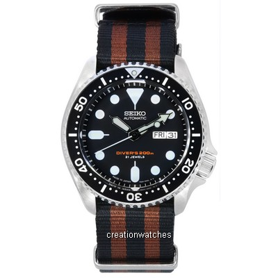 Relógio Masculino Seiko Black Dial Automatic Diver's SKX007J1-var-NATO22 200M