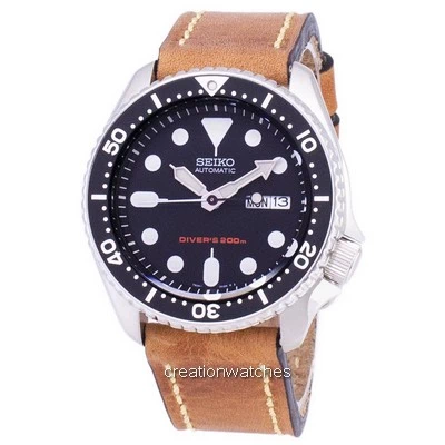Seiko Automatic SKX007K1-LS17 Diver's 200M Brown Leather Strap Men's Watch