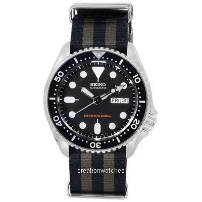 Seiko สีดำ dial อัตโนมัติ Diver's SKX007K1-var-NATO21 200M Men's นาฬิกา