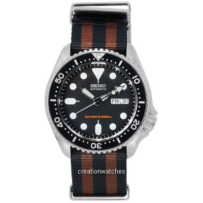 Relógio Masculino Seiko Black Dial Automatic Diver's SKX007K1-var-NATO22 200M
