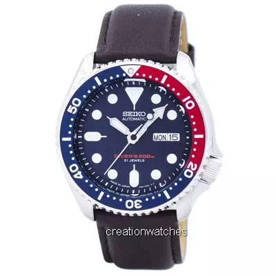 Seiko Automatic Diver's Dark Brown Leather SKX009J1-var-LS11 200M Men's Watch