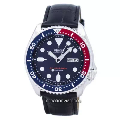 Seiko Automatic Diver's Black Leather SKX009J1-var-LS6 200M Men's Watch