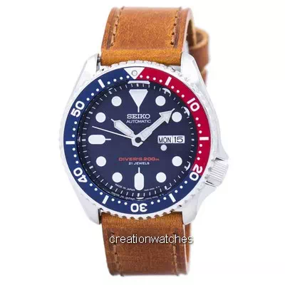 Seiko Automatic Diver's Brown Leather SKX009J1-var-LS9 200M Men's Watch