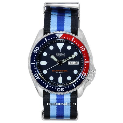 Seiko สีน้ำเงิน dial Automatic Diver's SKX009J1-var-NATO20 200M นาฬิกาผู้ชาย