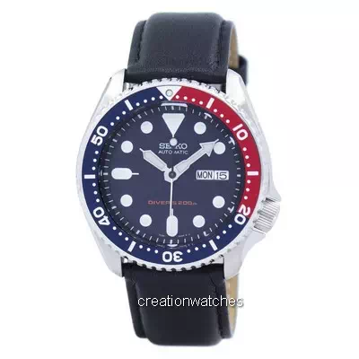 Relógios 200M Relógios Masculinos de Couro Preto Seiko Automatic Diver SKX009K1-LS10