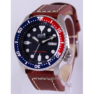 Seiko Automatic Diver's Ratio Brown Leather SKX009K1-LS1 200M Men's Watch