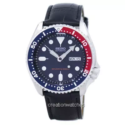 Reloj para hombre Seiko Automatic Diver's 200M Ratio Black Leather SKX009K1-var-LS6