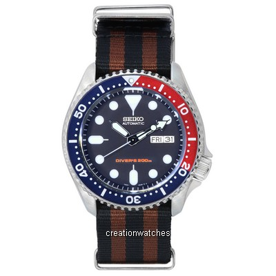 Seiko สีน้ำเงิน dial Automatic Diver's SKX009K1-var-NATO22 200M นาฬิกาผู้ชาย
