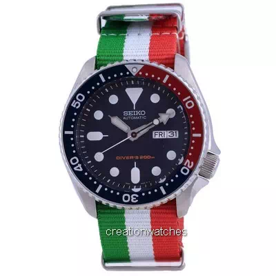 Relógio masculino de poliéster SKX009K1-var-NATO23 200M do mergulhador automático da Seiko