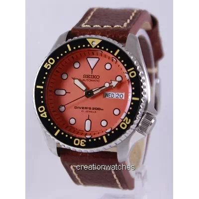Seiko Automatic Diver's Ratio Brown Leather SKX011J1-LS1 200M Men's Watch