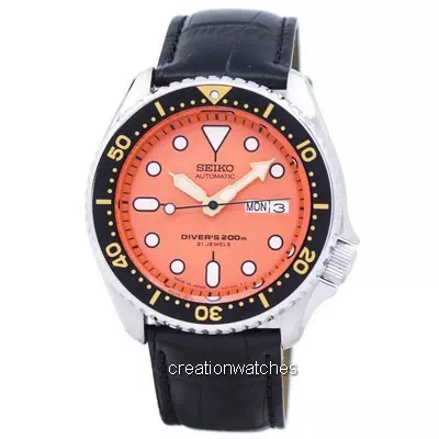 Seiko Automatic Diver's Black Leather SKX011J1-var-LS6 200M Men's Watch