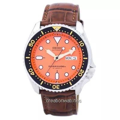 Seiko Automatic Diver's Brown Leather SKX011J1-var-LS7 200M Men's Watch