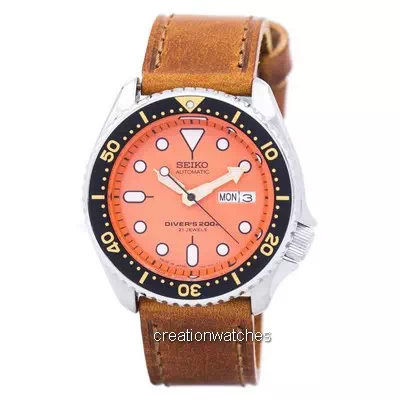 Seiko Automatic Diver's Brown Leather SKX011J1-var-LS9 200M Men's Watch