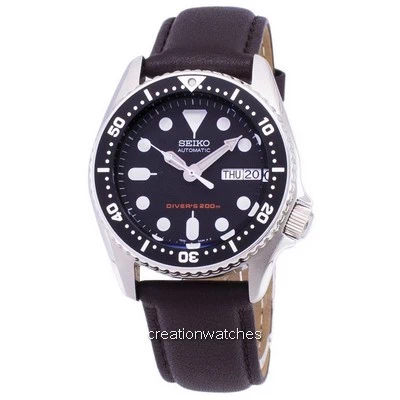 Seiko Automatic SKX013K1-MS6 Diver's 200M Dark Brown Leather Strap Men's Watch