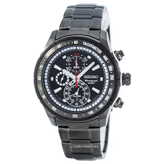 Seiko Quartz Alarm Chronograph Tachymeter SNAC91 SNAC91P1 SNAC91P Men's Watch