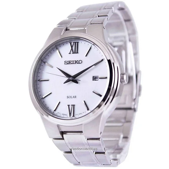 Seiko Solar White Dial SNE385 SNE385P1 SNE385P Men's Watch