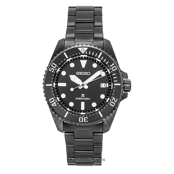 Seiko Prospex Stainless Steel Black Dial Solar Diver's SNE599P1 200M Men's Watch