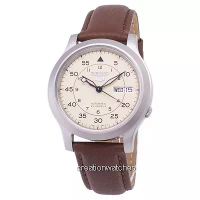Seiko 5 Military SNK803K2-var-SS5 Automatic Brown Leather Strap Men's Watch