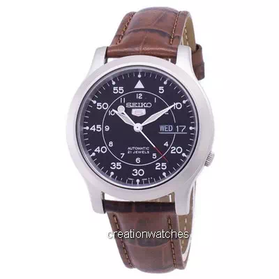Seiko 5 Military SNK809K2-var-SS2 Automatic Brown Leather Strap Men's Watch